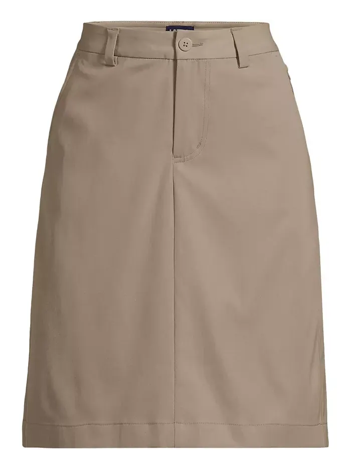 Юбка Women's Active Performance Chino Skort Top of the Knee Lands' End — изображение 2 из 3, хаки