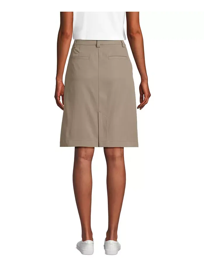 Юбка Women's Active Performance Chino Skort Top of the Knee Lands' End — изображение 3 из 3, хаки