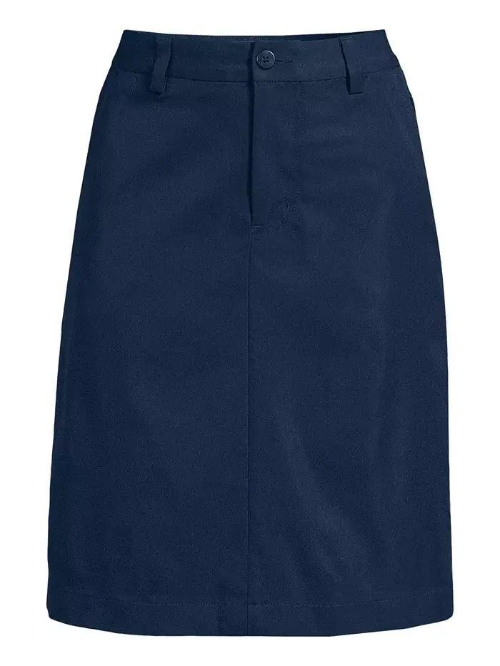 Юбка Women's Active Performance Chino Skort Top of the Knee Lands' End — изображение 2 из 3, классический темно-синий