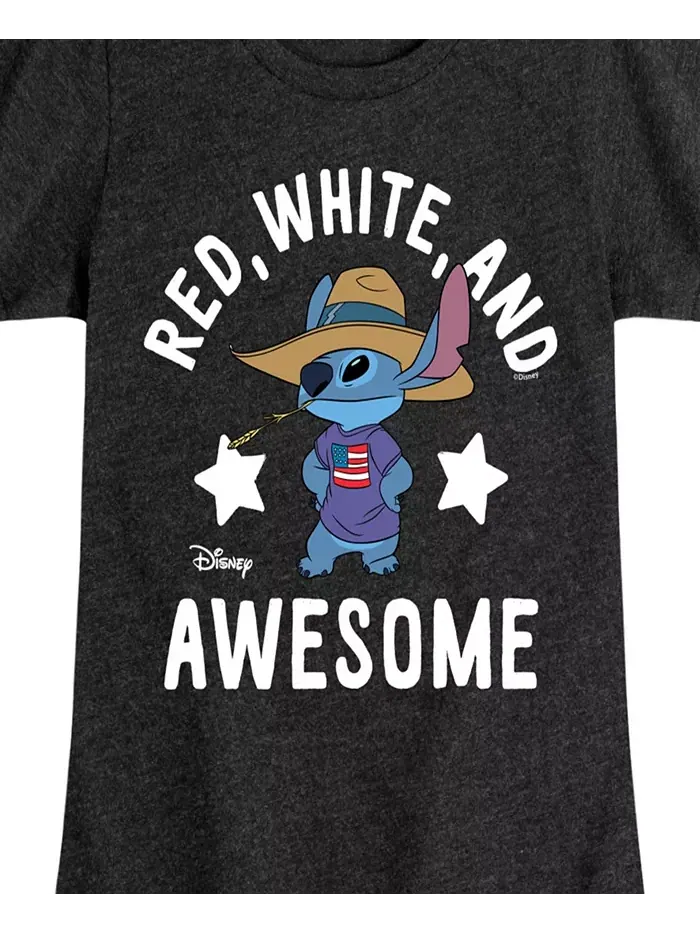 Футболка с крутым принтом Lilo & Stitch для девочек постарше Hybrid Apparel — изображение 3 из 3, черный