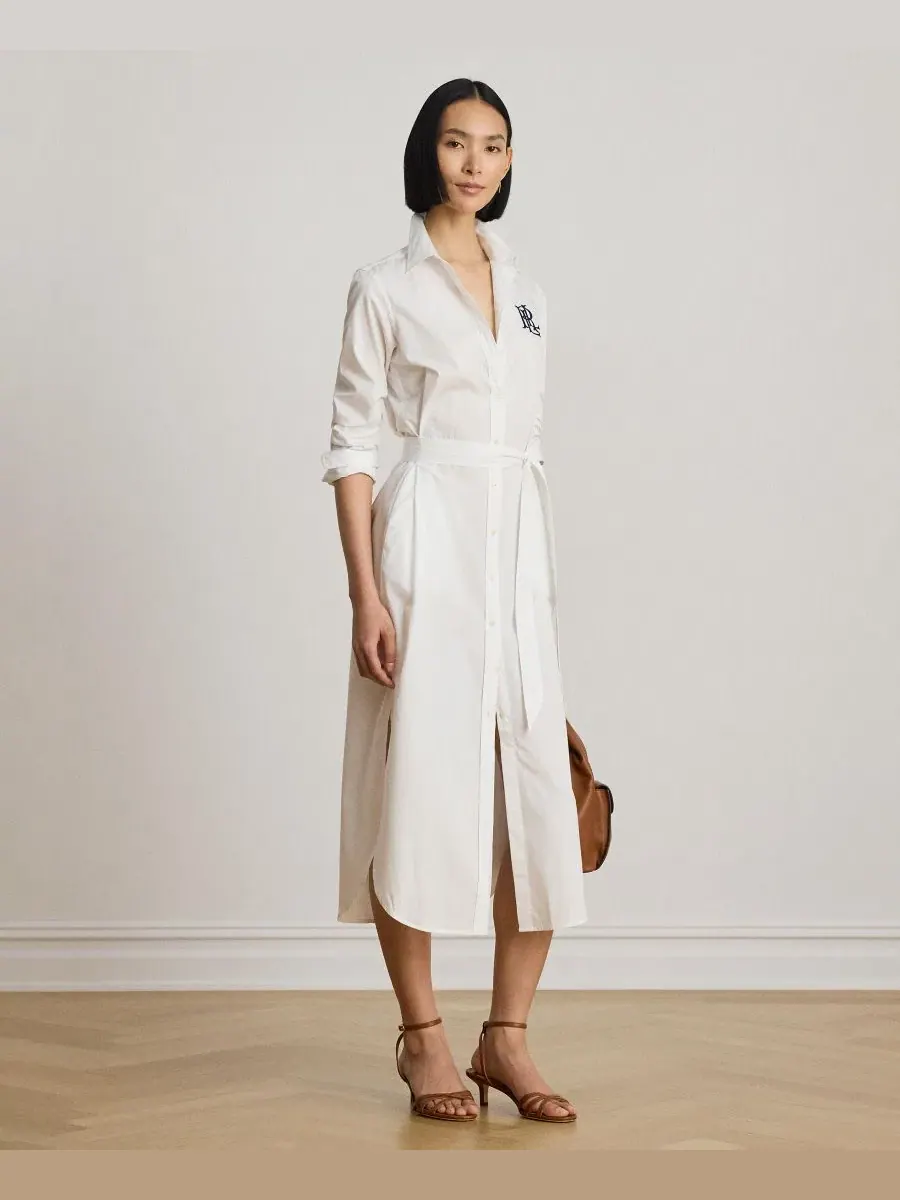 Платье с длинным рукавом, с воротником Lauren Ralph Lauren — изображение 2 из 6, белый