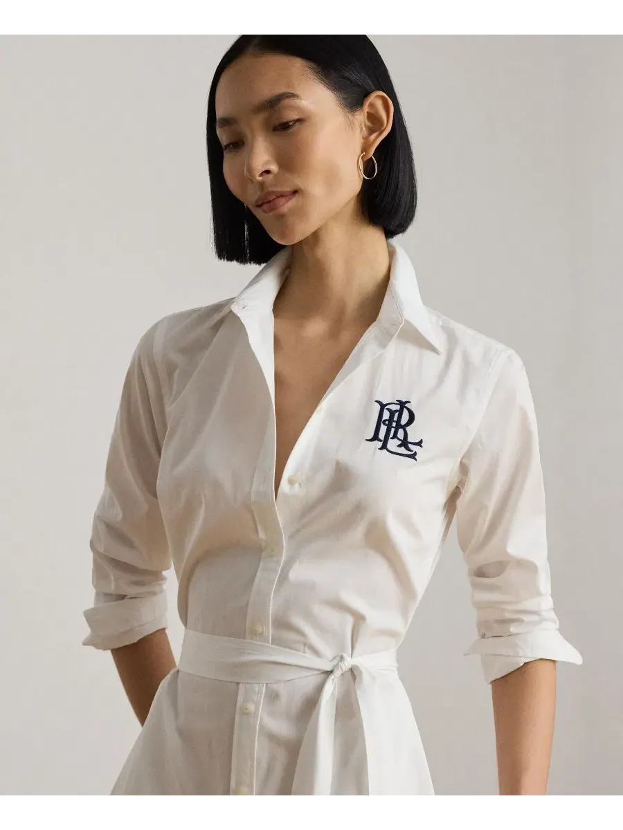 Платье с длинным рукавом, с воротником Lauren Ralph Lauren — изображение 4 из 6, белый