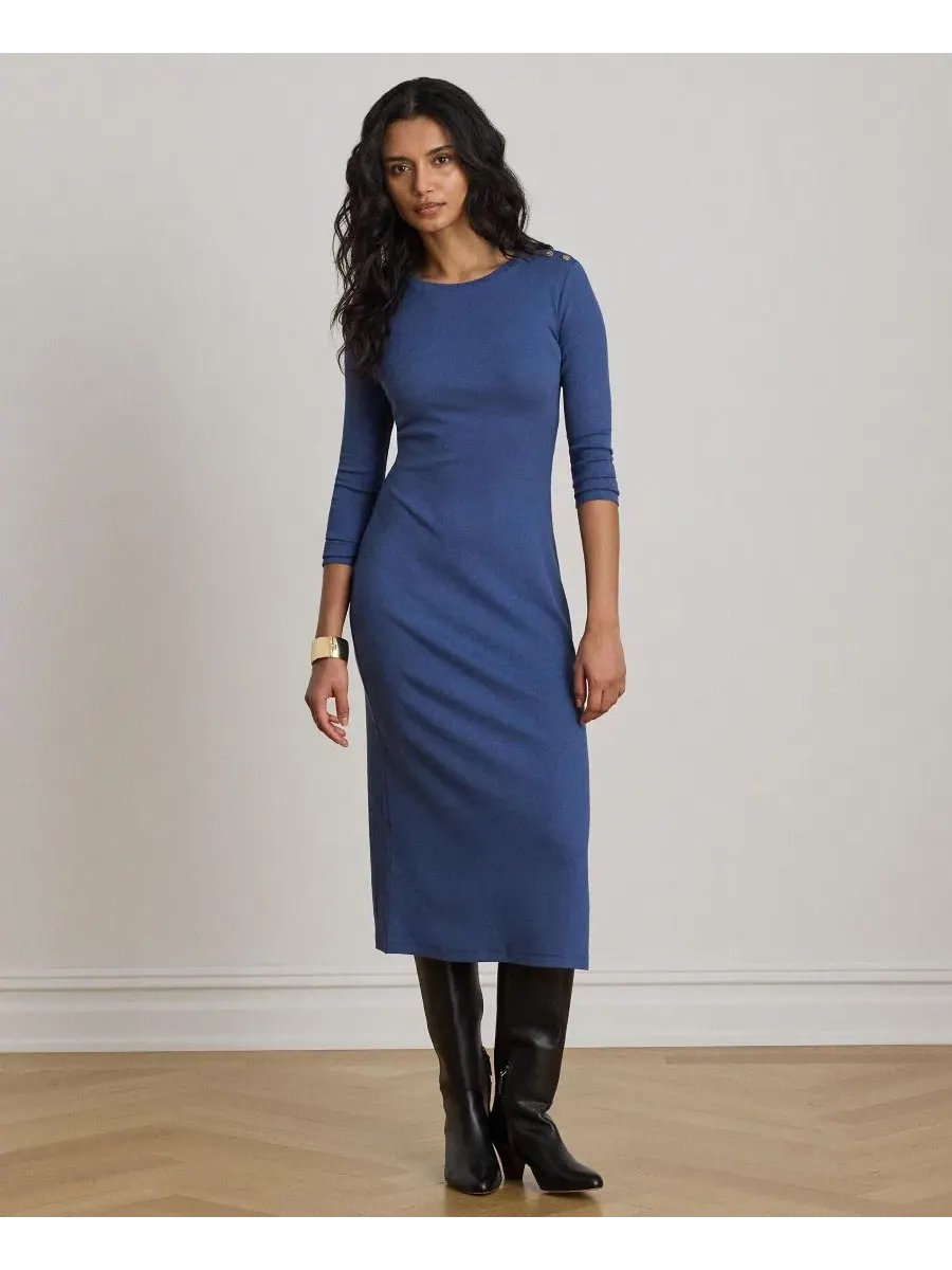 Платье миди с длинным рукавом Slim-Fit Crewneck Lauren Ralph Lauren