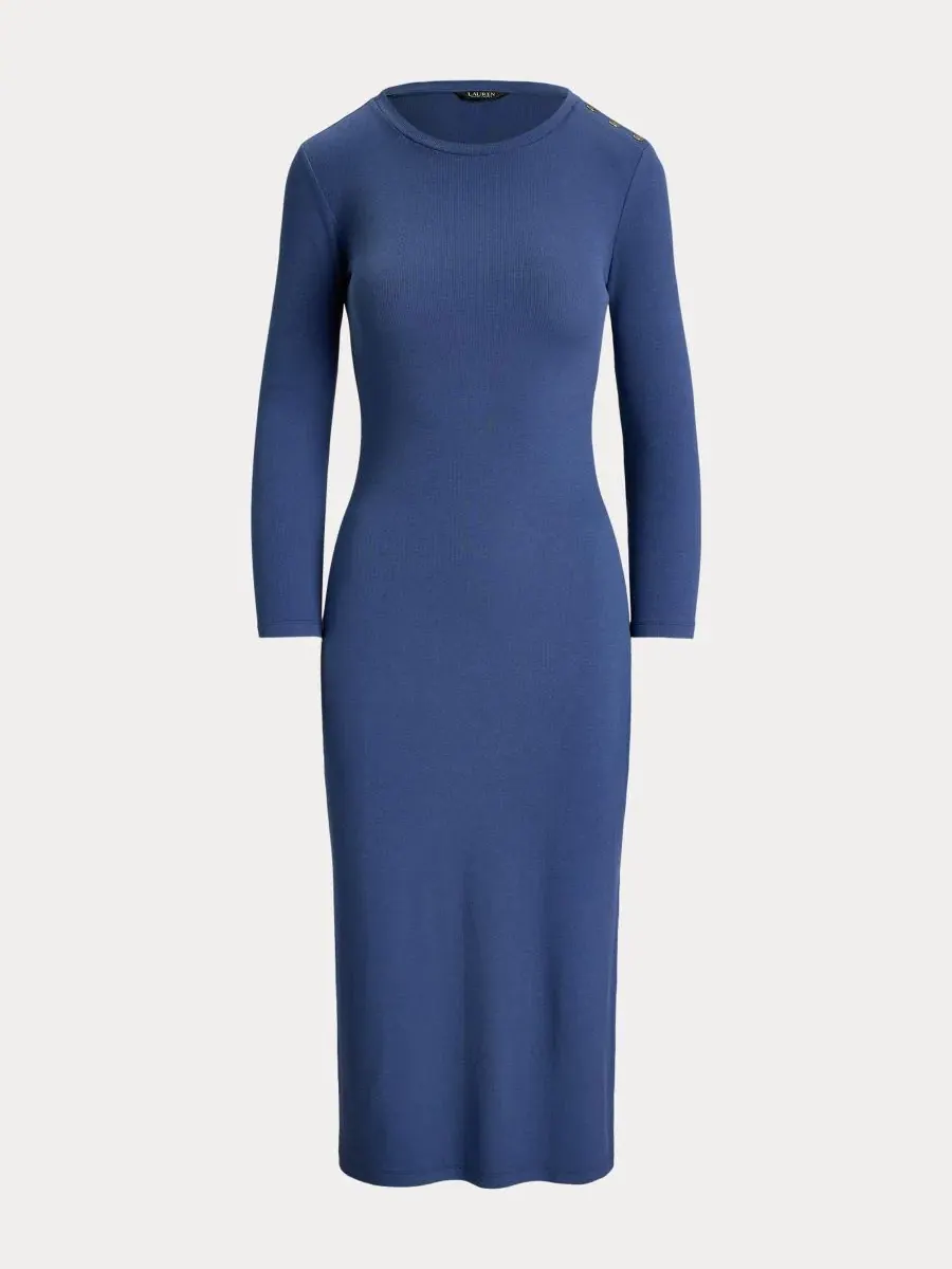 Платье миди с длинным рукавом Slim-Fit Crewneck Lauren Ralph Lauren — изображение 6 из 6, синий