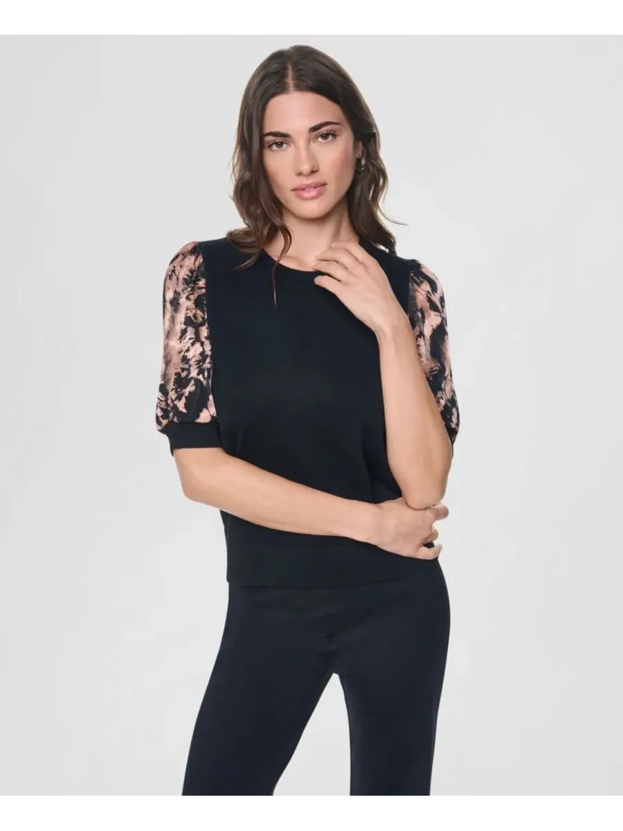 Женский свитер с принтом DKNY, рукав-твист — изображение 1 из 6, черный