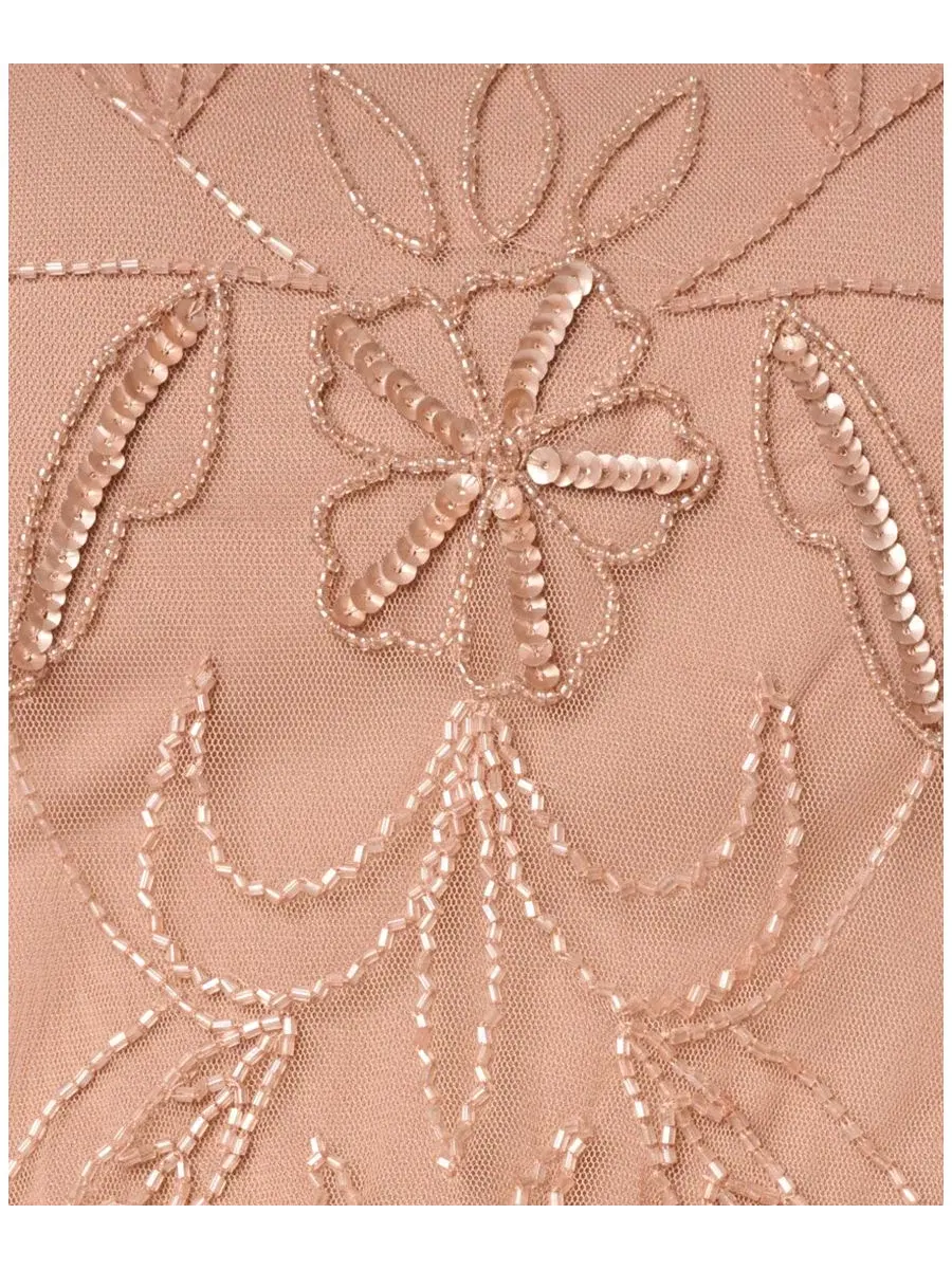 Бальное платье с бисером, с лодочкой, модель Beaded Blouson Boat Neck Gown Adrianna Papell — изображение 4 из 4
