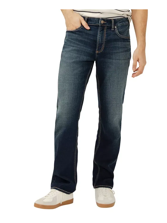 Мужские джинсы Grayson Classic Fit Straight Leg с технологией Flex Silver Jeans Co. — изображение 1 из 3, синий