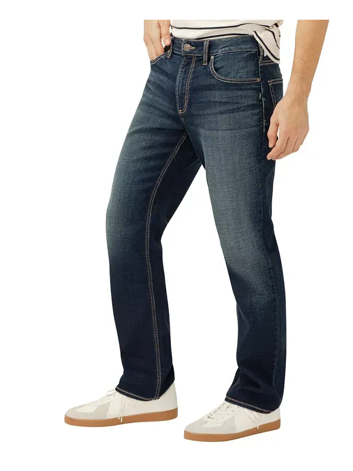 Мужские джинсы Grayson Classic Fit Straight Leg с технологией Flex Silver Jeans Co. — изображение 2 из 3, синий