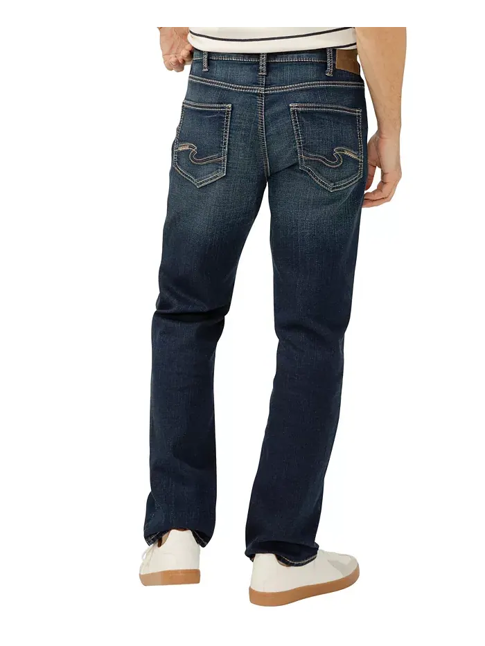 Мужские джинсы Grayson Classic Fit Straight Leg с технологией Flex Silver Jeans Co. — изображение 3 из 3, синий