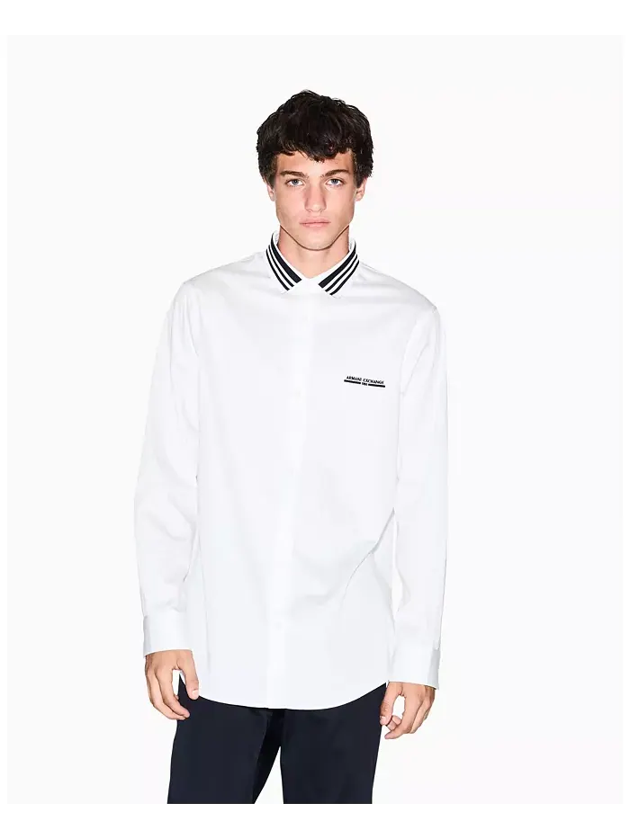 Мужская сорочка с отложным воротником A|X Armani Exchange — изображение 1 из 5, бежевый/бежевый