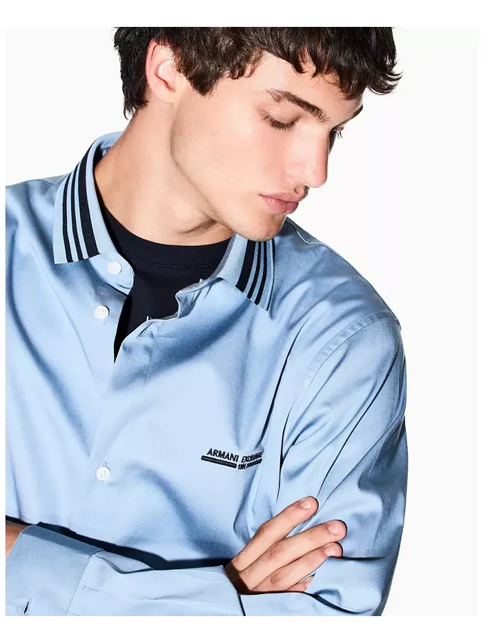 Мужская сорочка с отложным воротником A|X Armani Exchange — изображение 4 из 5, синий