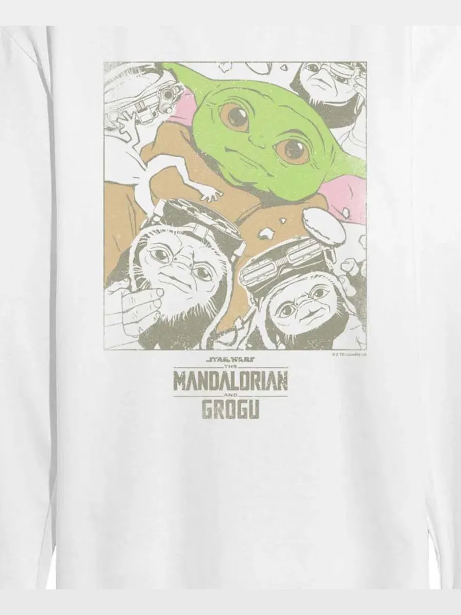 Футболка с длинным рукавом The Mandalorian & Grogu And Friends Vintage Faded AIRWAVES — изображение 3 из 3, белый
