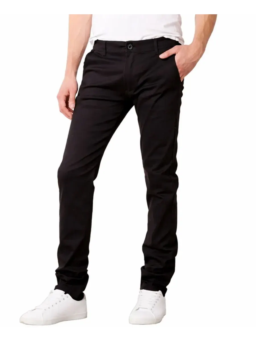 Брюки чинос Slim Fit с супер-стрейч тканью Galaxy By Harvic — изображение 1 из 3, черный