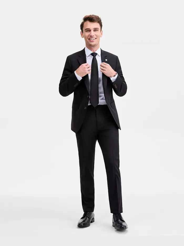 Мужской пиджак Modern-Fit черный однотонный из смесовой шерсти Ted Baker — изображение 4 из 5