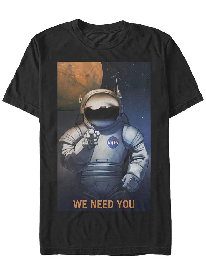 Мужская футболка NASA с короткими рукавами Mars We Need You Fifth Sun — изображение 1 из 1, черный