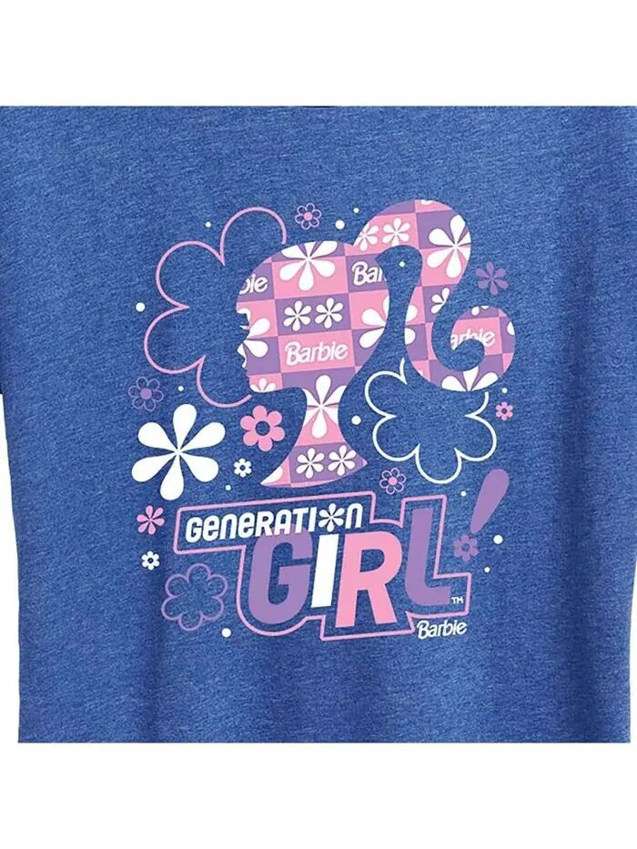 Модная футболка с рисунком для девочек больших размеров Barbie Generation Girl Hybrid Apparel — изображение 3 из 3, синий