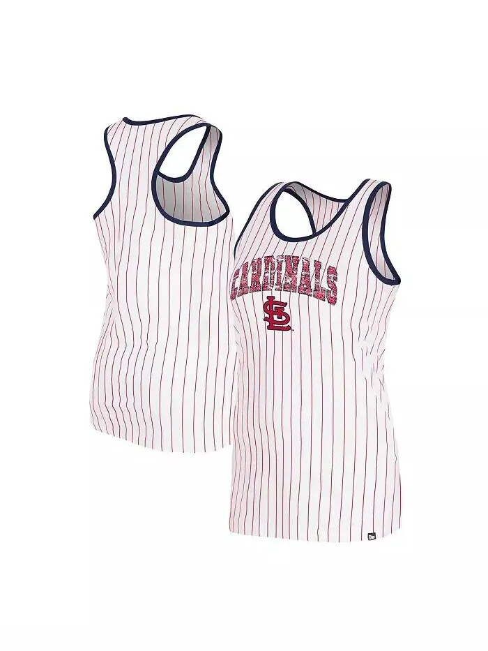 Женская белая майка St. Louis Cardinals в тонкую полоску с борцовкой и пайетками St. Louis