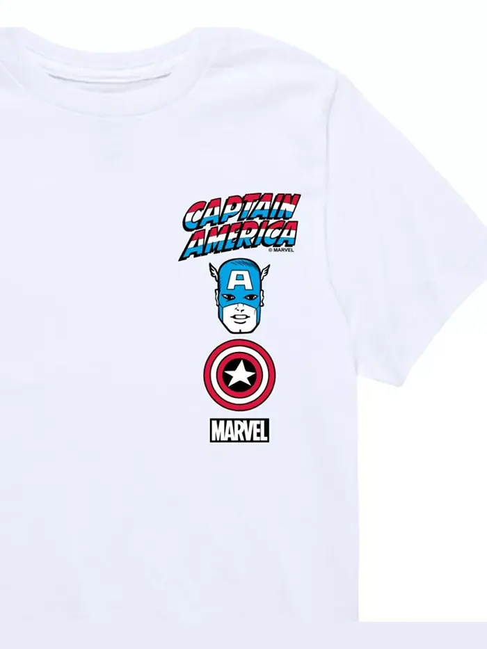 Футболка для мальчиков с принтом Captain America — изображение 3 из 3, белый
