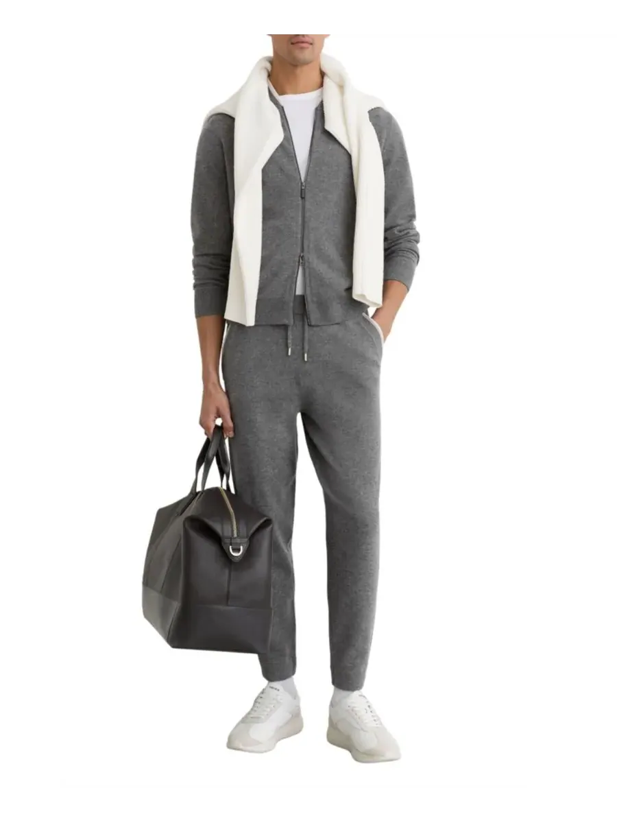 Мужской кардиган-бомбер на молнии из мериносовой шерсти REISS — изображение 3 из 5, серый