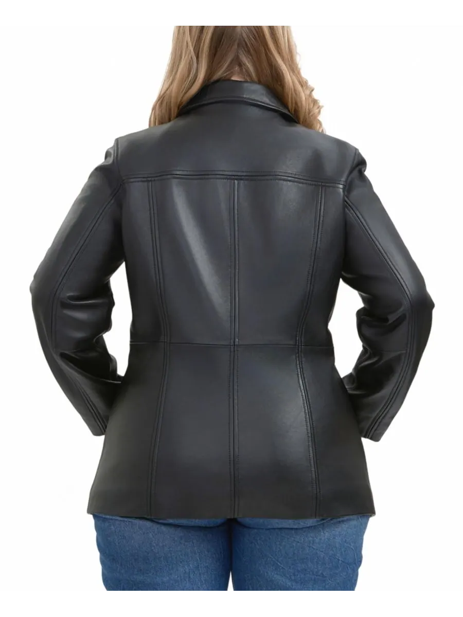 Пальто Evie Leather Car Coat больших размеров BGSD — изображение 6 из 6, черный