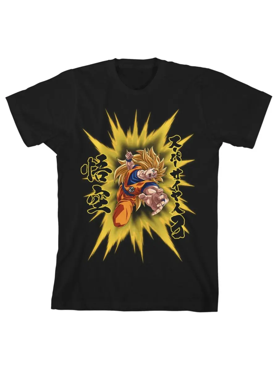 Детская черная футболка Dragon Ball Super Goku Super Saiyan Charge Dragon Ball Z