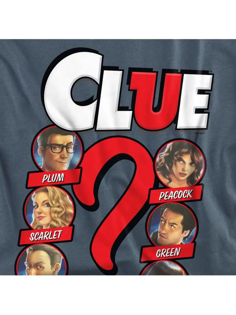 Мужская футболка с современным логотипом и персонажами игры Clue Hasbro+ — изображение 2 из 3, серый