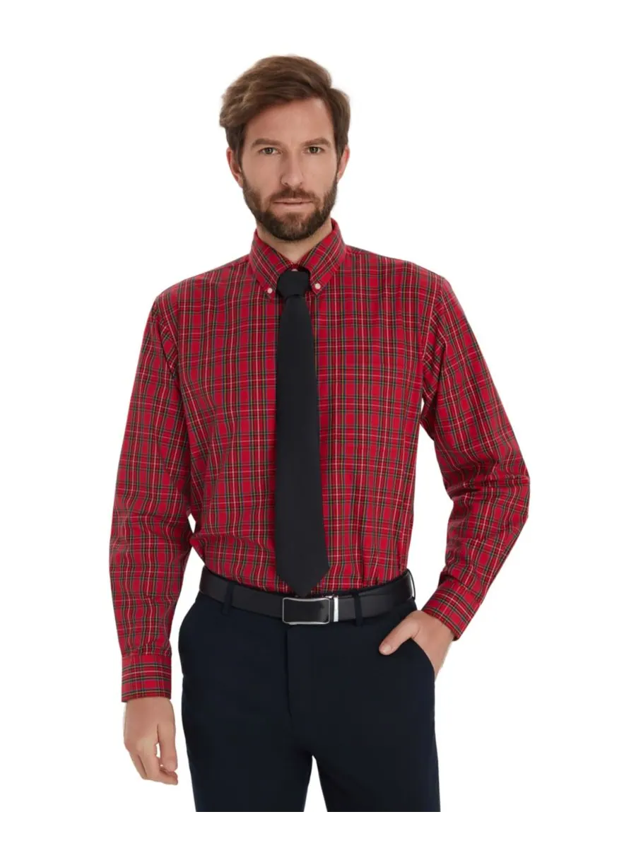 Мужская рубашка Stewart Tartan Regular-Fit Club Room — изображение 2 из 8, красный