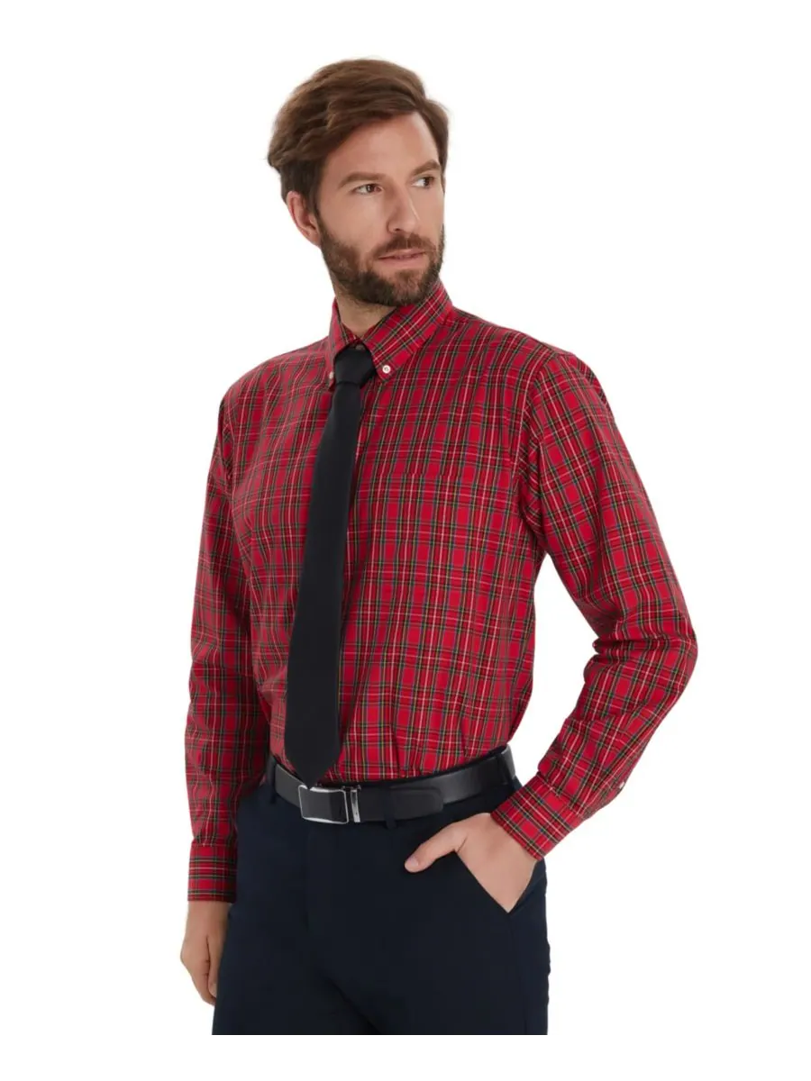 Мужская рубашка Stewart Tartan Regular-Fit Club Room — изображение 3 из 8, красный