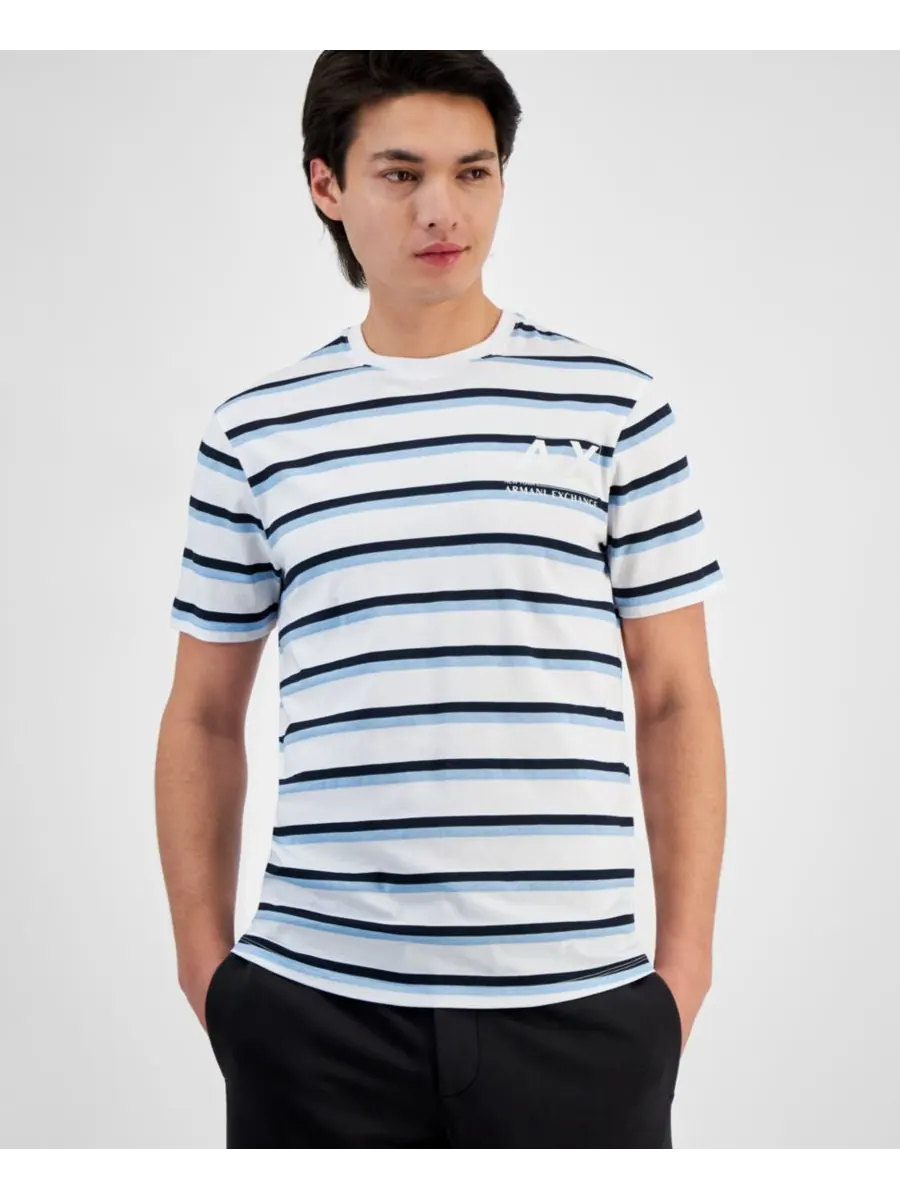 Мужская полосатая футболка AX A|X Armani Exchange — изображение 1 из 1, белый/темно-синий