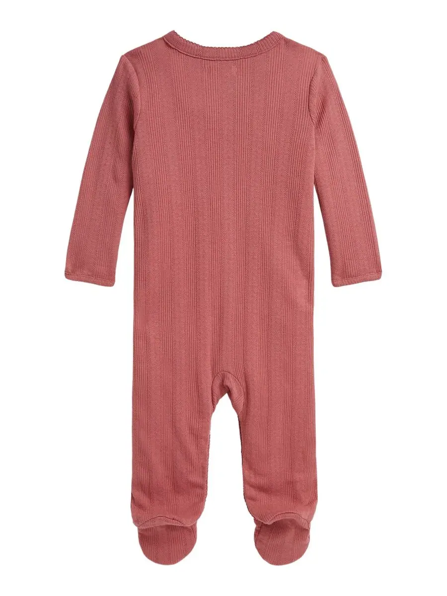 Детский комбинезон-слип с пико-отделкой Pointelle Cotton Polo Ralph Lauren — изображение 2 из 4, розовый