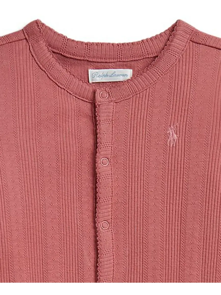 Детский комбинезон-слип с пико-отделкой Pointelle Cotton Polo Ralph Lauren — изображение 3 из 4, розовый