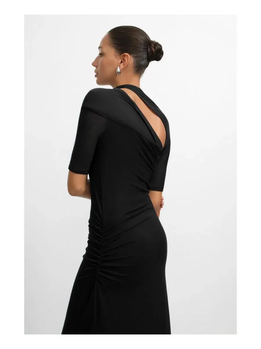 Платье-миди Zola Cutout-Shoulder Jersey с боковым разрезом Marcella — изображение 7 из 9, черный