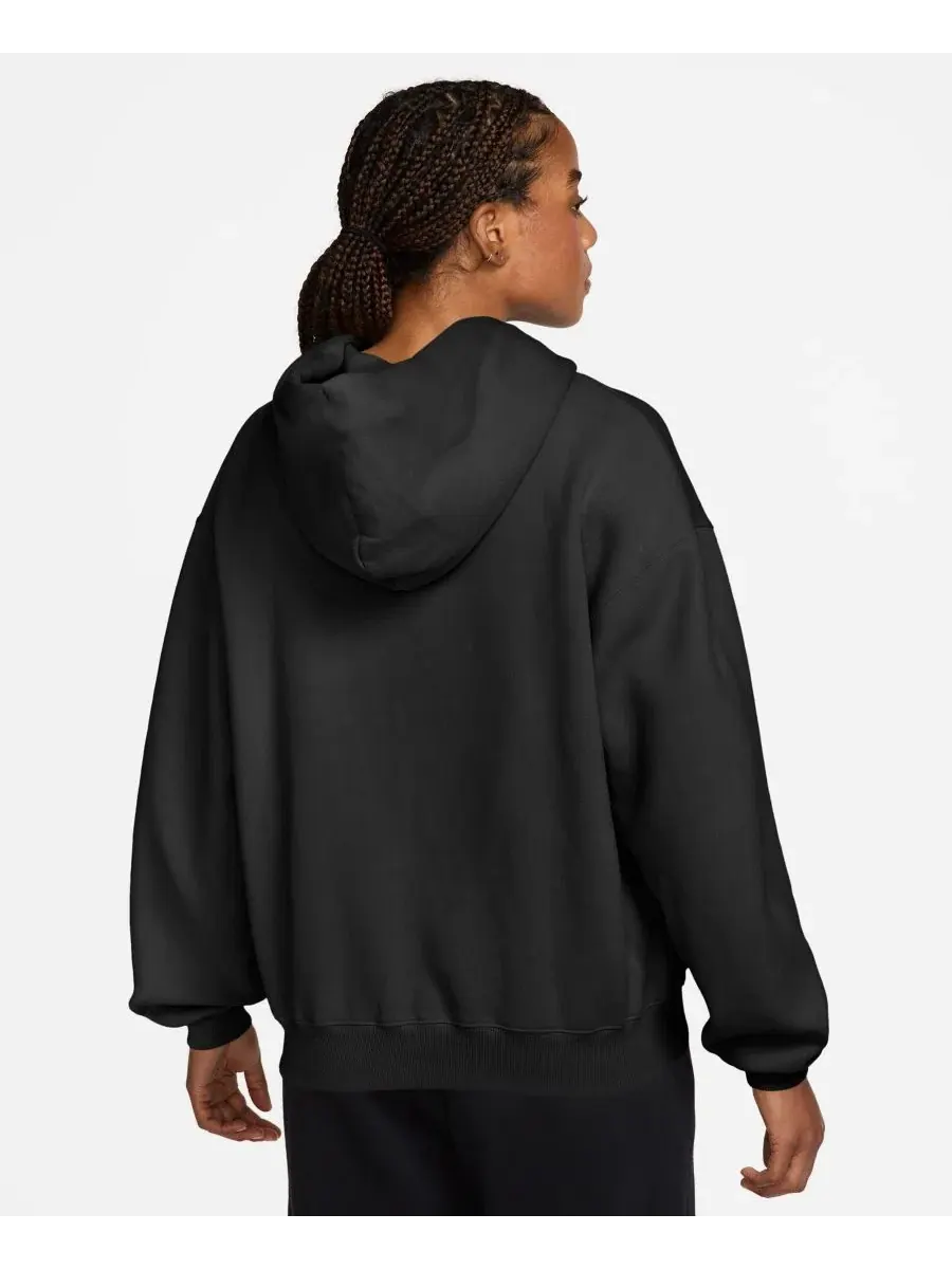Худи оверсайз с капюшоном и полной застежкой-молнией Nike Studio Fleece — изображение 3 из 3, черный