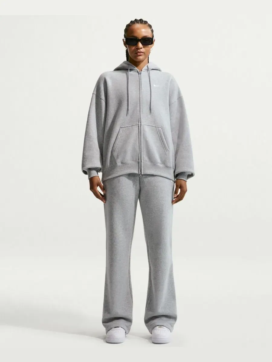 Худи Nike Studio Fleece с капюшоном и полной молнией, оверсайз — изображение 1 из 5, серый