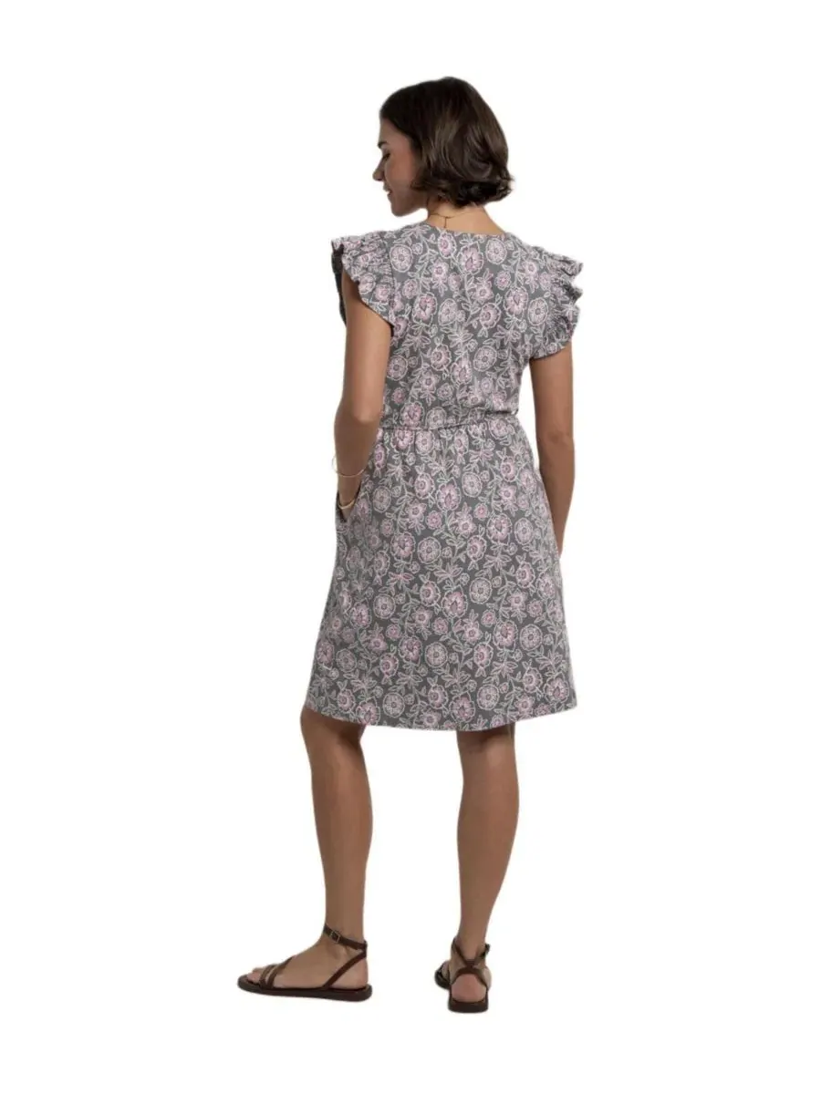 Платье с V-образным вырезом и рюшами Manoela Floral Print Brakeburn — изображение 3 из 8, хаки