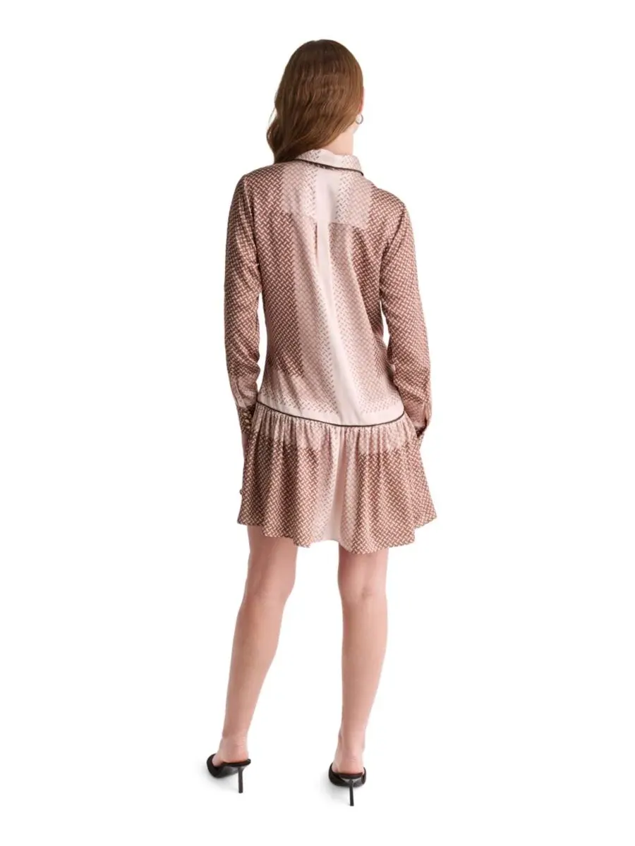 Платье с длинным рукавом, с принтом, модель Tie-Neck Drop-Waist BCBG — изображение 5 из 8, мульти