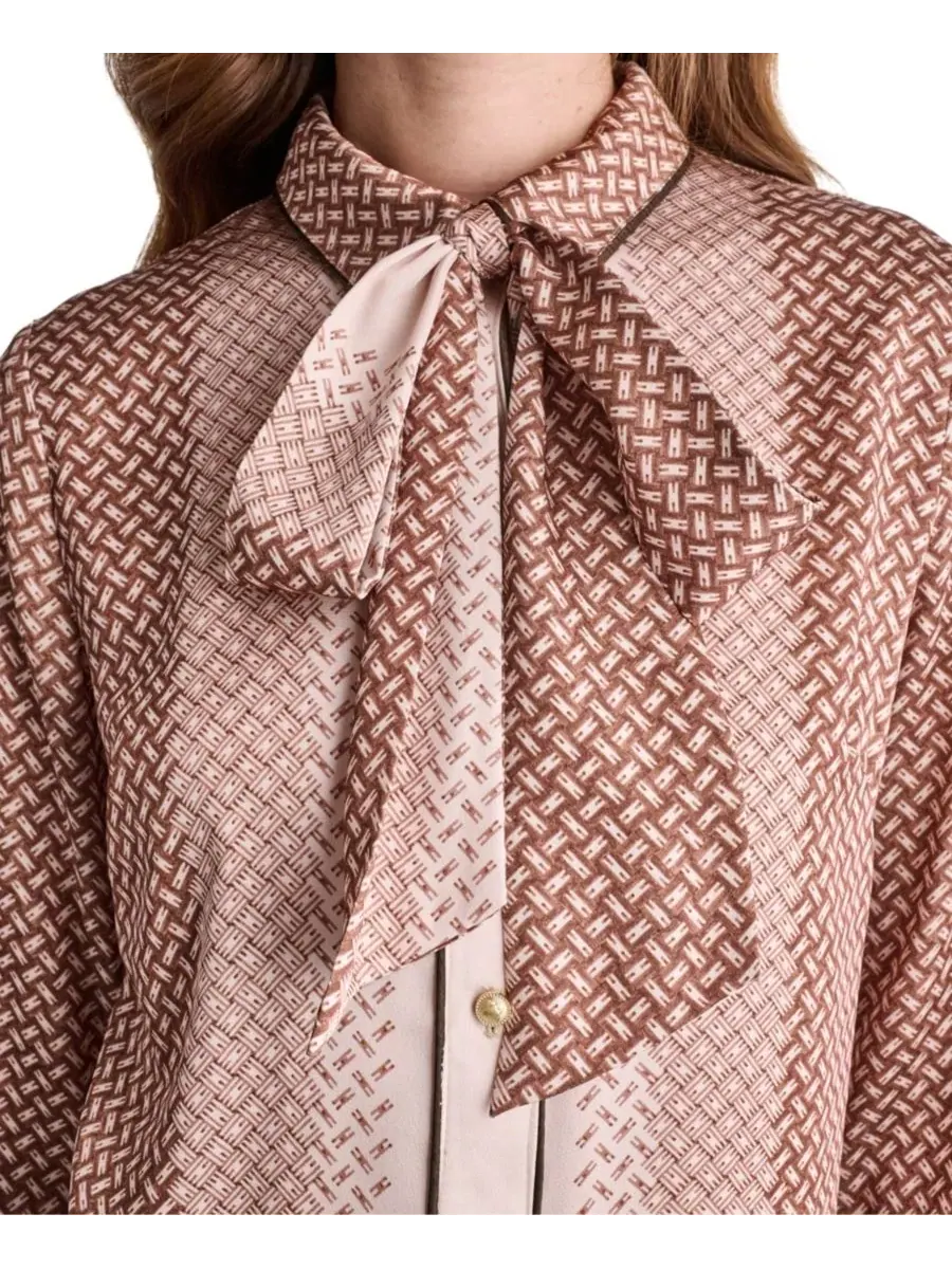 Платье с длинным рукавом, с принтом, модель Tie-Neck Drop-Waist BCBG — изображение 8 из 8, мульти