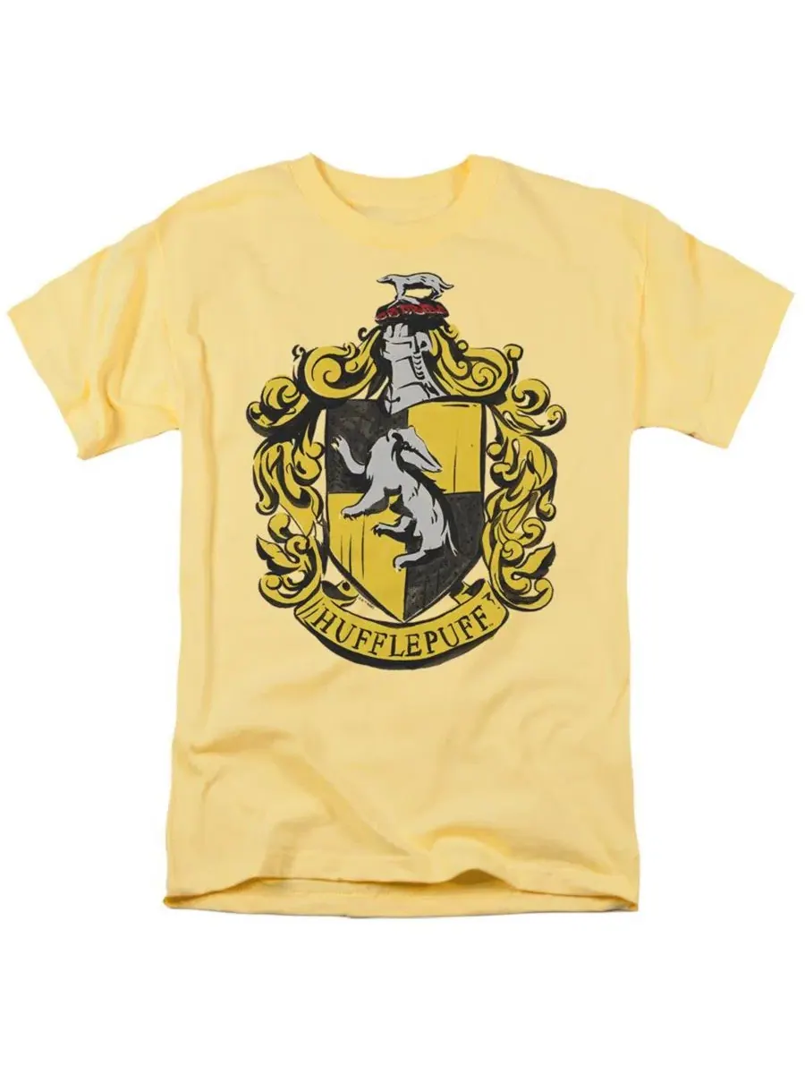 Футболка с принтом Drawn Hufflepuff Crest Harry Potter — изображение 1 из 3, желтый