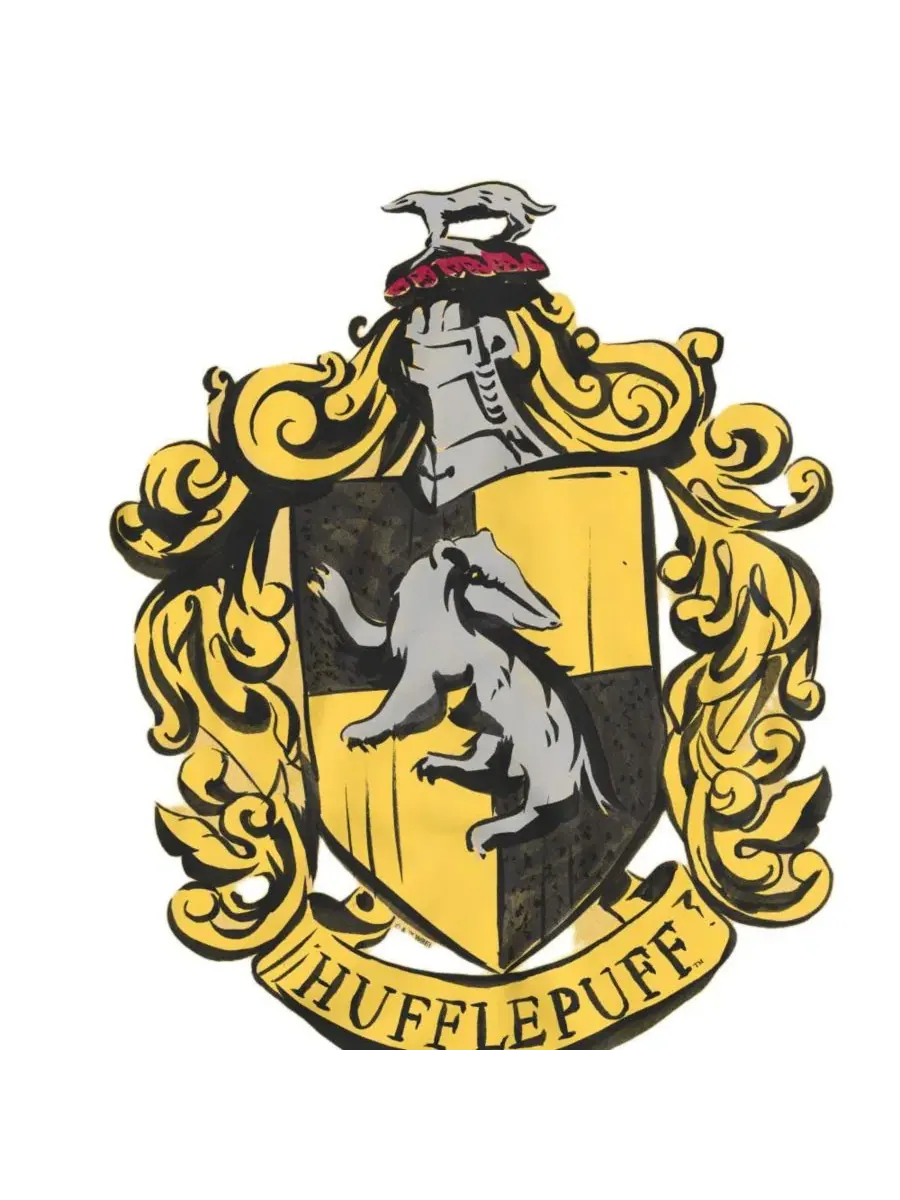 Футболка с принтом Drawn Hufflepuff Crest Harry Potter — изображение 3 из 3, желтый