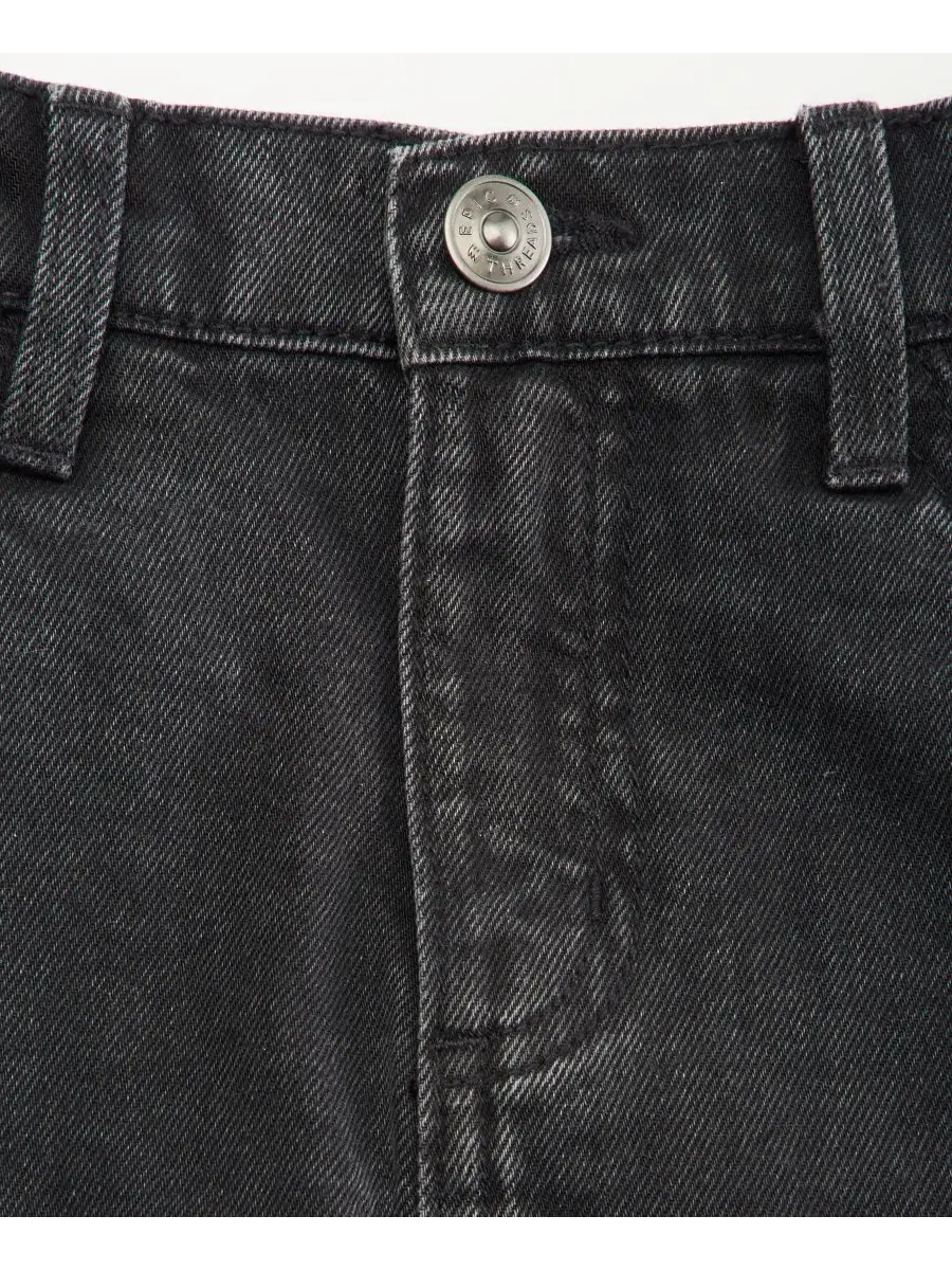 Юбка из хлопкового денима с оборкой Black Wash Epic Threads — изображение 3 из 3, черный