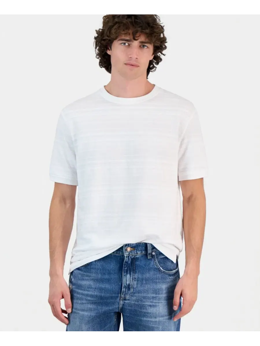 Футболка с текстурным трикотажем Cotton-Blend GUESS — изображение 1 из 4, белый