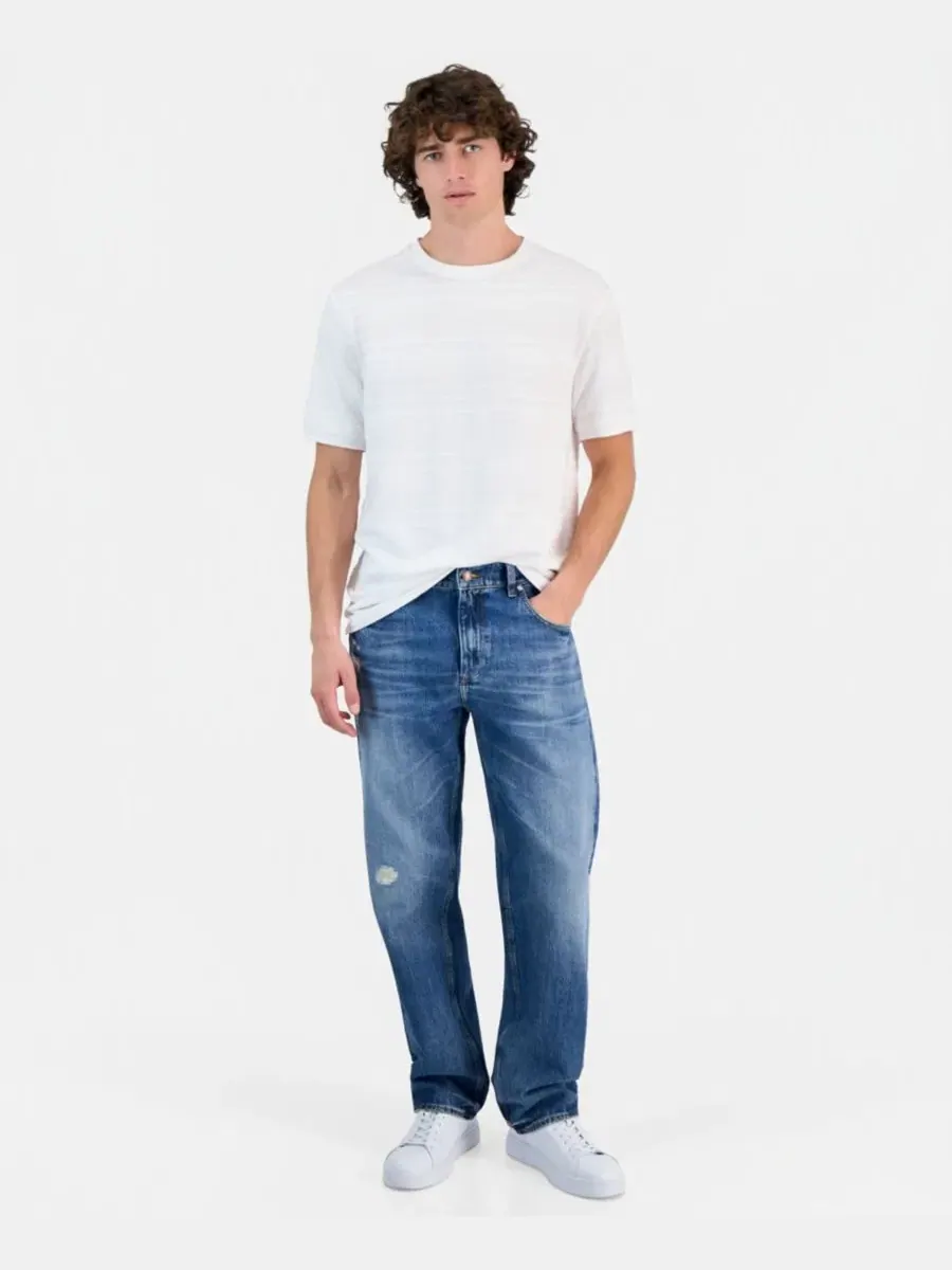 Футболка с текстурным трикотажем Cotton-Blend GUESS — изображение 3 из 4, белый