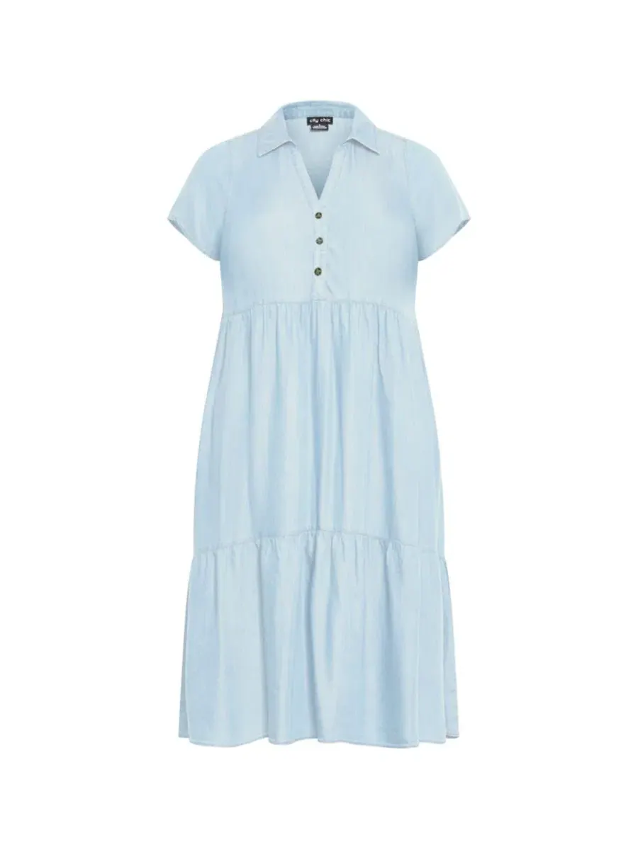 Платье-миди Shyla больших размеров CITY CHIC — изображение 3 из 3, светлая стирка