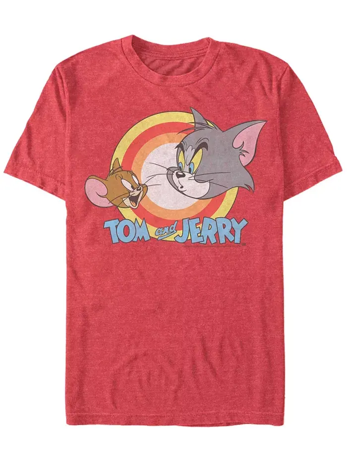 Мужская футболка с коротким рукавом Tom Jerry Faces and Logo Fifth Sun — изображение 1 из 1, красный