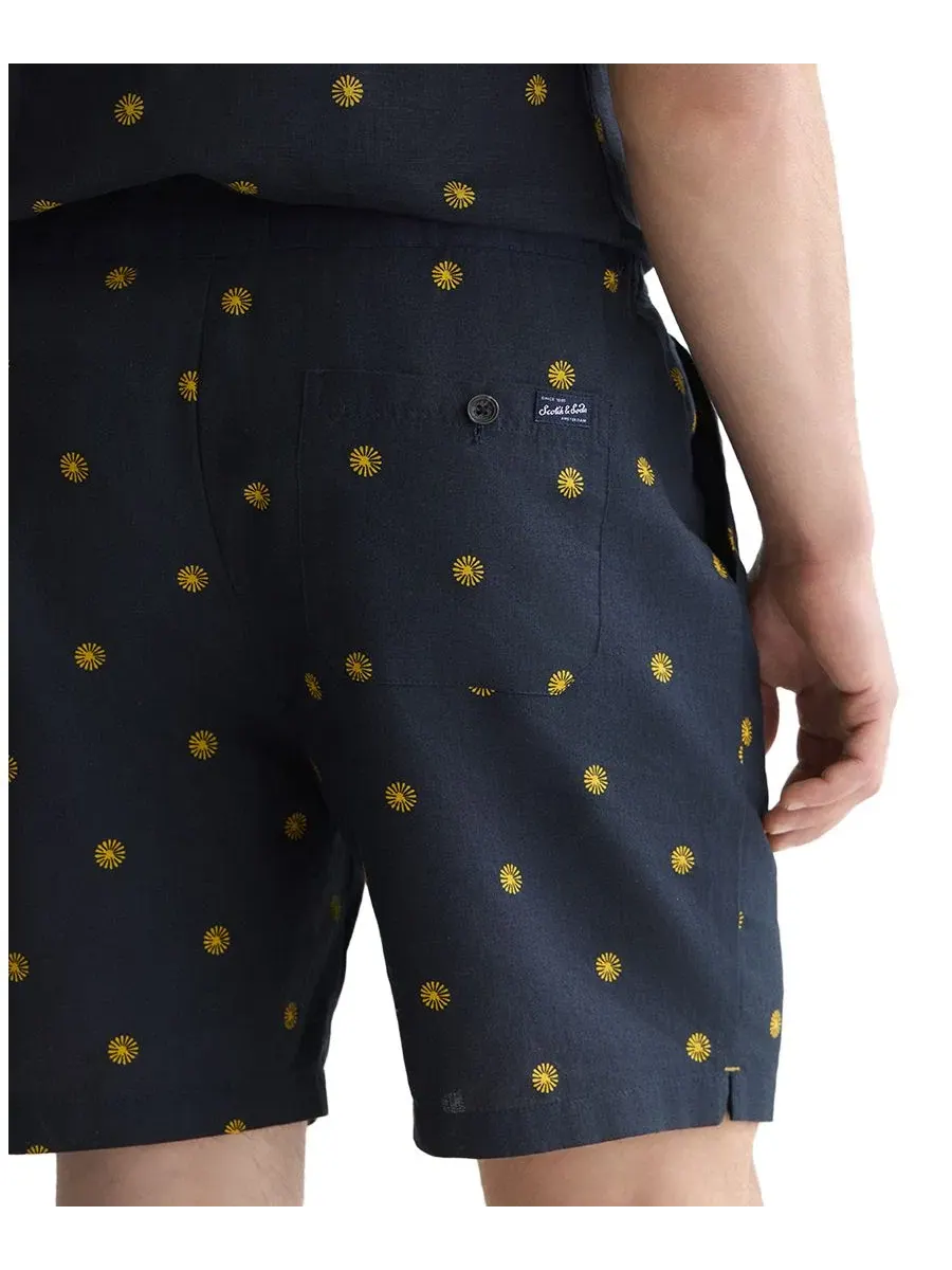 Мужские шорты из смесовой льняной ткани с принтом SCOTCH & SODA — изображение 3 из 6, золотистый