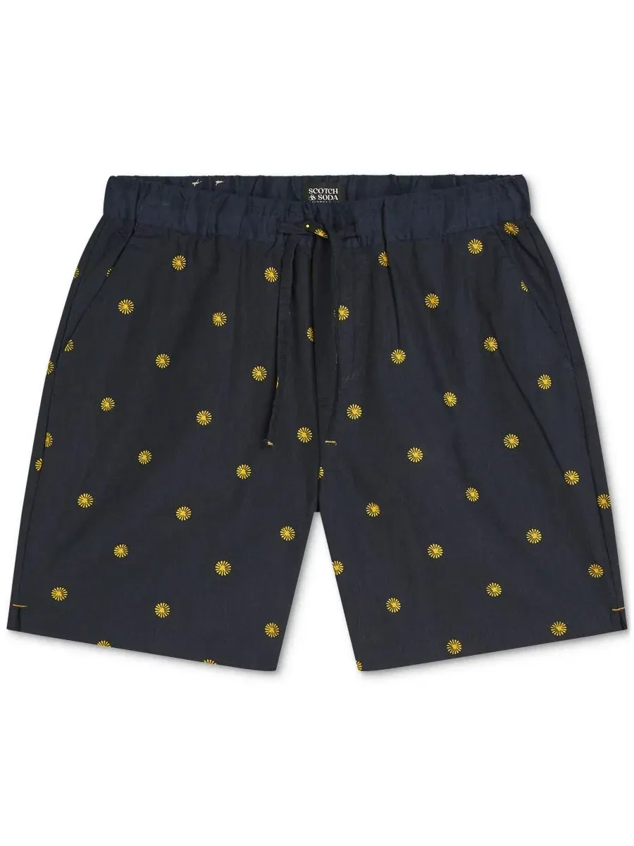 Мужские шорты из смесовой льняной ткани с принтом SCOTCH & SODA — изображение 5 из 6, золотистый