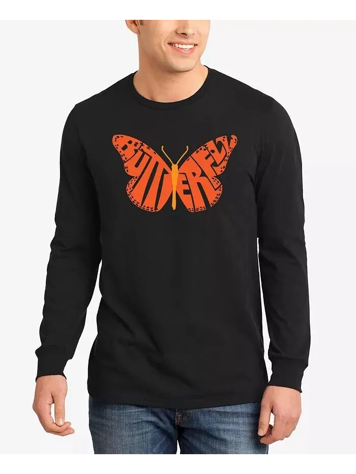Butterfly — мужская футболка с длинным рукавом Word Art LA Pop Art — изображение 1 из 3, черный
