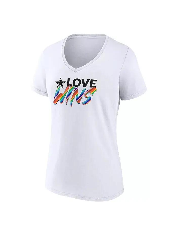 Женская белая футболка Dallas Cowboys Love Wons с V-образным вырезом Fanatics — изображение 2 из 3