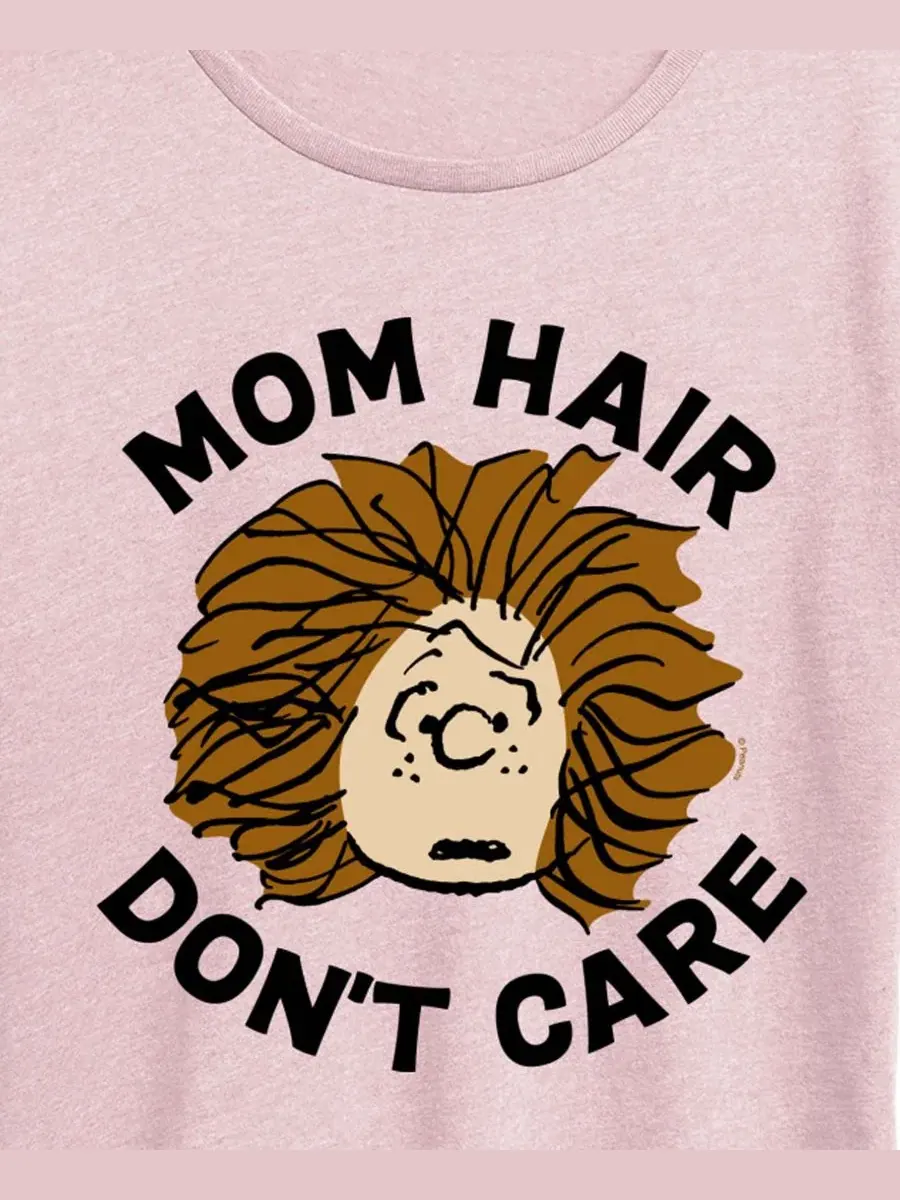 Футболка с коротким рукавом и принтом "Peanuts Mom Hair Don't Care" для полных женщин Hybrid Apparel — изображение 2 из 3