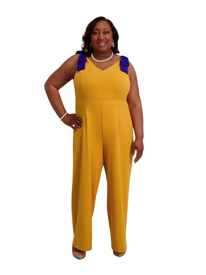 Женский комбинезон с завязками, Regular & Plus Size Kasper — изображение 3 из 4, золотистый